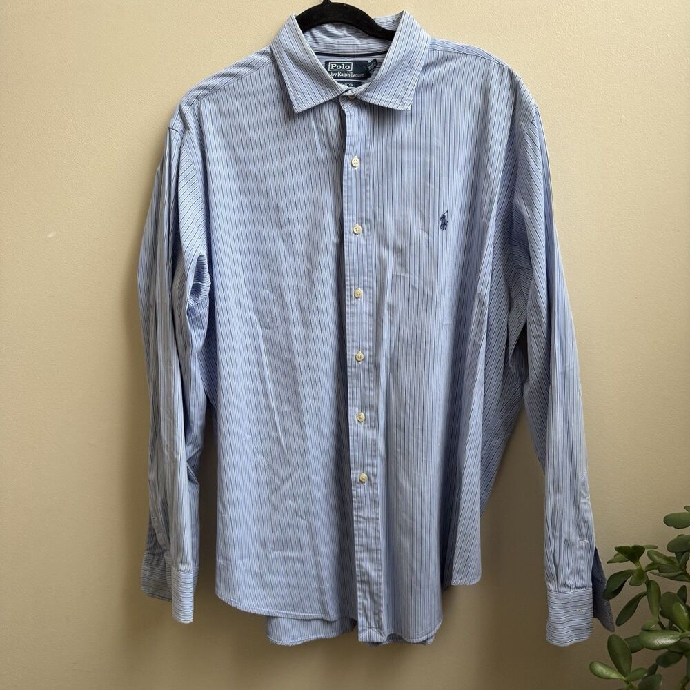 Vintage Polo Ralph Lauren Striped Long Sleeve Button Down Size XXL Classic Fit
